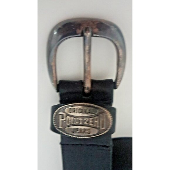 POINT ZERO Genuine Leather Black Belt Size 32 Buckle Made in Canada - Picture 3 of 10